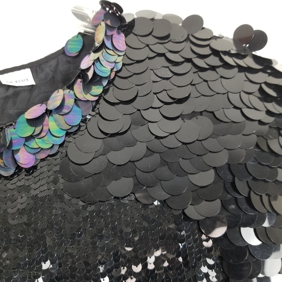 Oleg Cassini Womens All Over Sequin Sleeveless Silk Top Black Lined Size Small - Picture 8 of 11